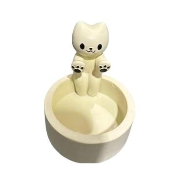 Imagem de 1 castiçal de cerâmica para gatos, suporte de vela de gatinho fofo para decoração de casa, 6,7 x 6 cm, suporte de vela decorativo para sala de estar, quarto, mesa (A)