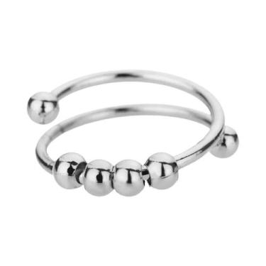 Imagem de Anel Ajustável De Aço Inoxidável Dourado Com Contas Antiestresse Para 