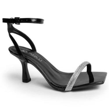 Imagem de Sandália Feminina Salto Taça Fino Médio FestaTira Strass Brilho-Feminino