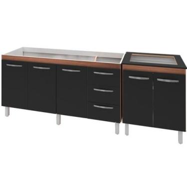 Imagem de Balcao Pia 160cm e Cooktop 5 Bocas Savana Preto Mobbs - Moblis, Savana