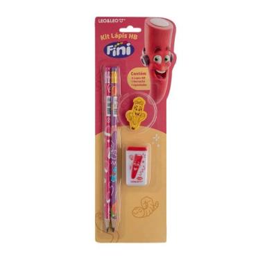 Imagem de VAR Kit Lápis HB Leo&Leo com Apontador e Borracha  Escolha Tema:Fini -