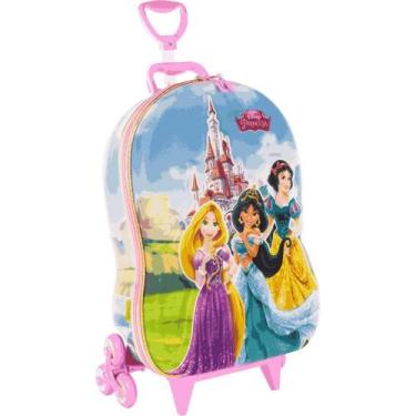 Imagem de Mochila Mala Rodinhas Infantil Escolar 3d Princesas Maxtoy 