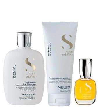Imagem de Kit Shampoo 250ml + Condicionador 200ml Alfaparf Semi Di Lino Illumina