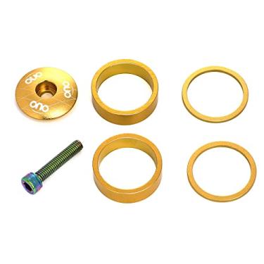 Imagem de BBxunsless Espaçador de fone de ouvido de 3,8 cm com tampa superior, porca de fone de ouvido, conjunto de tampas de haste de bicicleta com parafusos de instalação, espaçadores de 2 mm e 10 mm para haste de 28,6 mm (dourado)