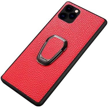 Imagem de KKFAUS Capa para iPhone 12 Pro Max (2020) 6,7 polegadas, capa de telefone para motorista com suporte magnético de couro [suporte] capa traseira de telefone [proteção de tela e câmera] (cor: vermelho)