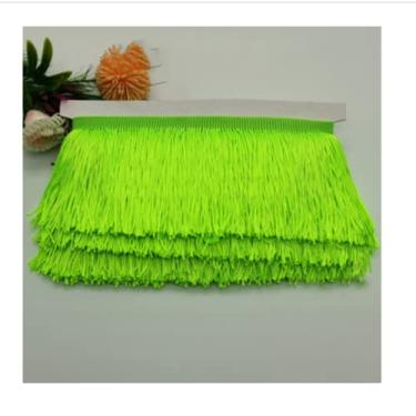 Imagem de 10 metros 9 cm borla curta franja guarnição de fita de renda borlas para cortinas vestidos costura franjas cores enfeites acessórios diy, fluorescência verde