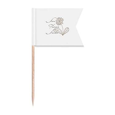 Imagem de Bandeiras de palito de dente pintadas à mão com flores para marcação de rotulagem para bolo de festa, comida e queijos