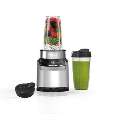 Imagem de Ninja Liquidificador pessoal compacto BN401 Nutri Pro, tecnologia Auto-iQ, 1000 watts de pico, para bebidas congeladas, vitaminas, molhos e muito mais, com (2) copos e tampas de bico para viagem de
