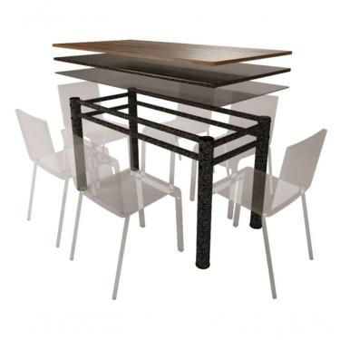 Imagem de Base Retangular P/Mesa Jantar Vidro Madeira Texturizado