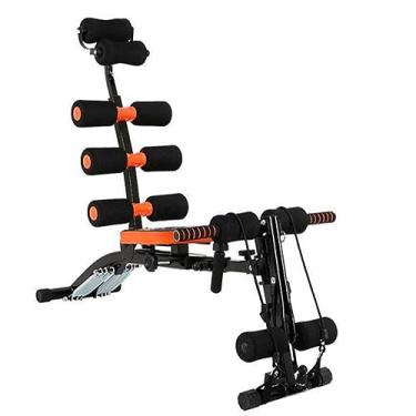 Imagem de Banco de Musculação Dobrável 6 em 1 Ajustável – Aparelho Multifuncional para Abdômen, Peito, Pernas e Braços – Inclinação Regulável