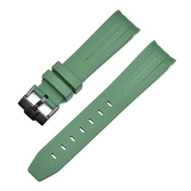 Imagem de AMSOH 20mm 22mm 21mm Pulseira de relógio de borracha para pulseira Rolex marca pulseira de relógio de pulso de substituição para homens acessórios de relógio de pulso (cor: fivela verde-preta,