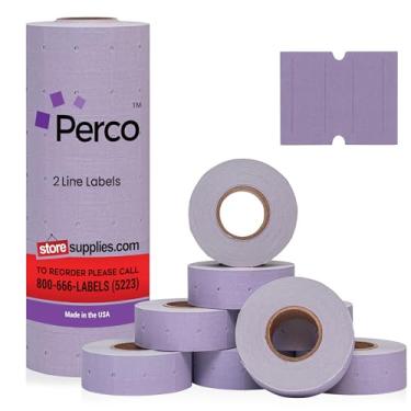 Imagem de Perco Etiquetas de lavanda de 2 linhas – 1 manga, 6.000 etiquetas de preço em branco para Perco 2 linhas de preço e armas de data