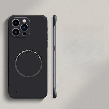 Imagem de Capa de telefone magnética rígida sem moldura para iPhone 15 14 13 12 11 Pro Max Plus Ultra Thin Cover, preta, para iPhone 3GS