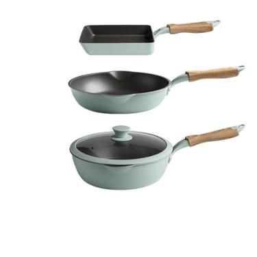 Imagem de frigideira de cozinha doméstica antiaderente panquecas ovo frito bife panela fogão eletromagnético fogão a gás conjunto wok,2