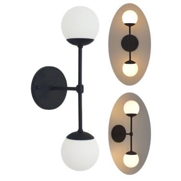 Imagem de Arandela Jabuticaba Preta C/2 Bola/globo De Vidro. - MV ILUMINACAO, Pr