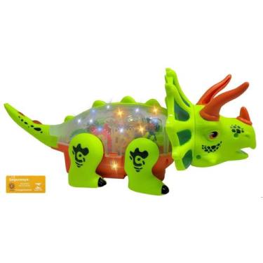 Imagem de Brinquedo Bate e Volta Colecao Dino DM Toys Dinossauro Triceratops com