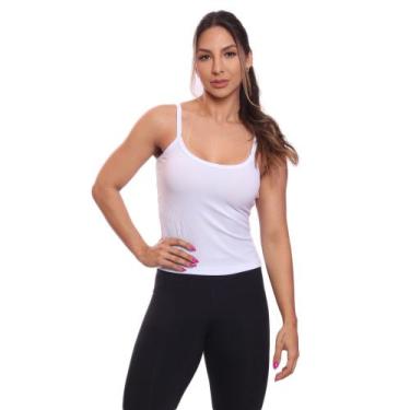 Imagem de Regata de Alcinha Canelada Feminina Lisa Blusa Blusinha Básica Treino 