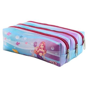 Imagem de Estojo Escolar Infantil Feminino Triplo 3 Divisórias Estampado - Look 