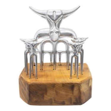 Imagem de Kit Garra de Urso + Garfo Tridente + 6 Garfinhos Petisco + Suporte em 