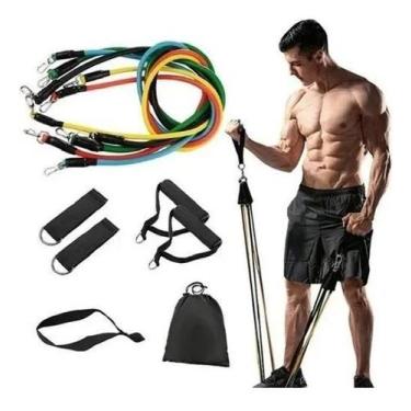 Imagem de Kit Elástico Para Treino Exercícios Malhar Musculação Casa - SLB