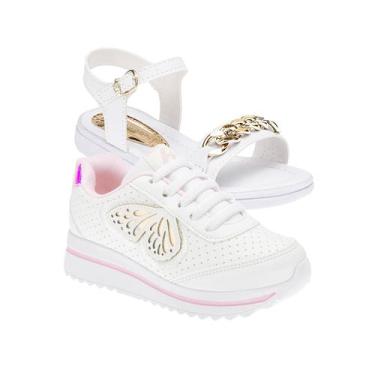 Imagem de Tenis Escolar Menina e Sandália Infantil - KIT 2 PARES Tam 24 ao 34 - 