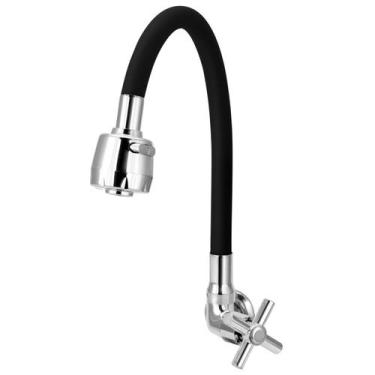 Imagem de Torneira Gourmet Flexível Cozinha Parede Preta C62 - TFC