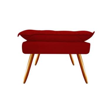 Imagem de Puff Puf Banqueta Decorativa Opala Retangular Suede Vermelho Pés Palit