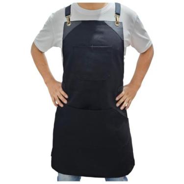 Imagem de Avental Brim Preto Com Alças Cruzadas Professional Chef Bar Restaurant