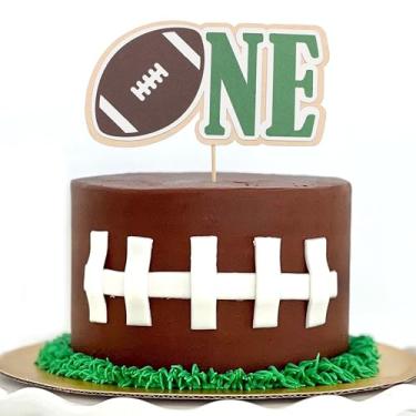 Imagem de Football One Year Down Cake Topper - Sports First Birthday Decorations,Football 1st Birthday Cake Topper,Football Party Decorations For Cake Smash,Football Themed Birthday Photo Props