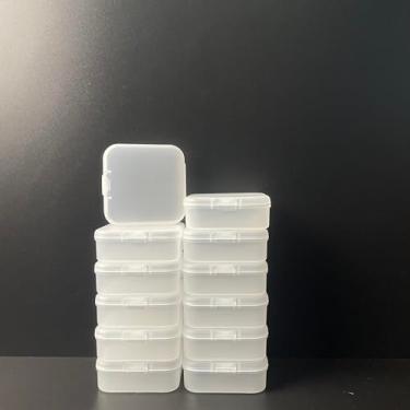 Imagem de Organizadores de contas pequenas, 12 caixas de armazenamento de plástico mini recipientes transparentes de armazenamento de contas caixas transparentes com tampa articulada
