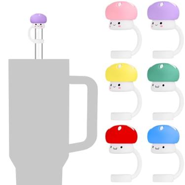 Imagem de NiHome Tampa de palha de cogumelo de silicone com 6 peças para Stanley 850 g/1,134 g H2.0 Quencher, copos de palha de 10 mm compatíveis com copo Stanley, à prova de poeira, lavável na lava-louças,