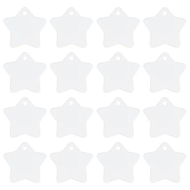 Imagem de BENECREAT 30 peças em branco de sublimação de alumínio estrela redonda, etiquetas de estampagem de 3 cm para impressão por prensa térmica, pingentes de etiquetas de gravação a laser, Alumínio, Sem