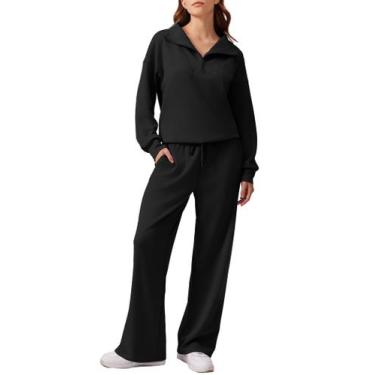 Imagem de Moletom PINSPARK Feminino com Cintura Alta - Conjunto 2 Peças - Preto 