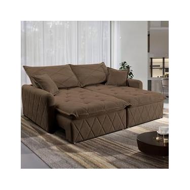 Imagem de Sofá 3 lugares Cama inBox Sublime com Assento Retrátil e Encosto Reclinável em Boucle - 200cm de Largura