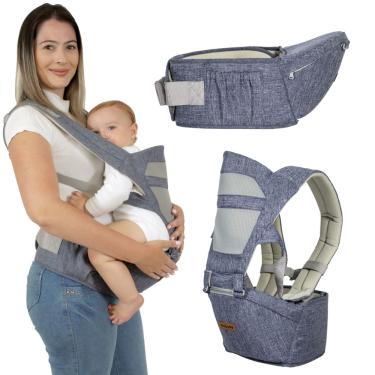 Imagem de Canguru Para Bebe Com Assento Suspenso Azul Mesclado Kababy