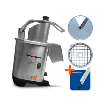 Imagem de Processador de Alimentos Corte Fatias 14mm e Cubos 14mm PA7 pro Bivolt Skymsen e Faca Santoku