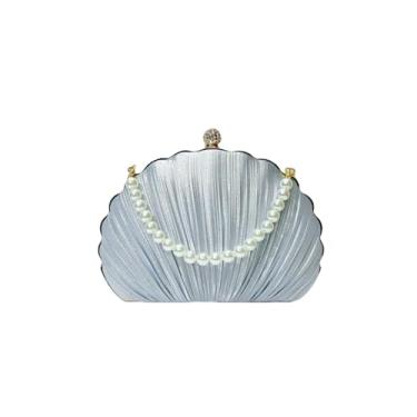 Imagem de IAMUHI Linda bolsa de mão com contas para noite bolsa de mão com corrente transversal, E, prata, One Size