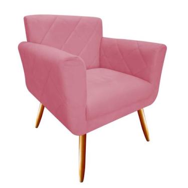 Imagem de Poltrona Decorativa Sabrina Suede Rosa Pés Madeira Ms Decor - Mansão D