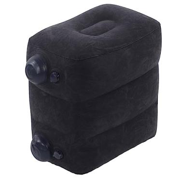 Imagem de Almoço de descanso para pés infláveis ​​de viagem inflável GRCFUMo, apoio de pé inflável, almofada inflável de PVC para avião, carro, trem, escritório e casa (Azul escuro)