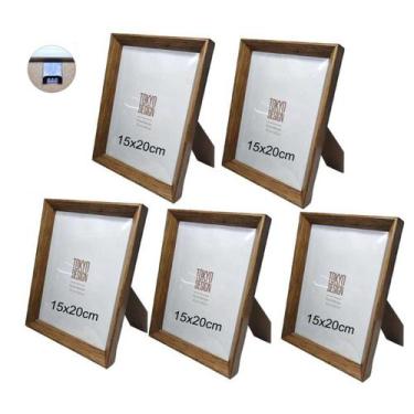 Imagem de Kit 5 Porta Retrato Madeira 15x20 Quadro de Fotos Decoração - MultiA, 