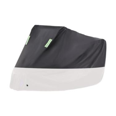 Imagem de Mqetly Capa para motocicleta, proteção solar, à prova de poeira, prática, à prova de vento, resistente, proteção contra chuva e poeira, Prata Negra