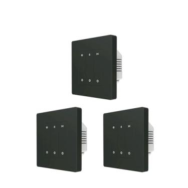 Imagem de GaoLeAve Smart ZigBee Interruptor de cortina com anel estrela para persiana de rolo cortinas elétricas motor cego Alexa/óculos controle remoto doméstico - preto 3 peças