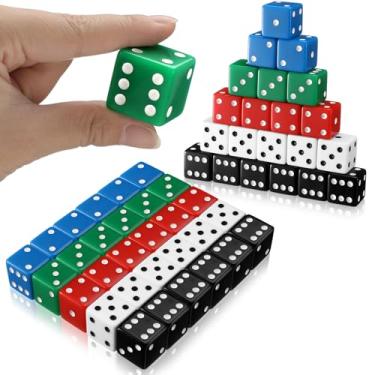 Imagem de Poen 30 Pcs Standard Game Dice 25 mm Casino Theme Party Dice Large Opaque Jumbo Dice Acrylic D6 Dice Bulk Casino Dice for Casino Theme Party Board Games Vegas Birthday Party Supply（Colorful）