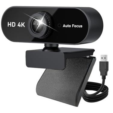 Imagem de Webcam Ultra HD 4K, Webcam 4K com Foco Automático e Usb, Microfone Embutido, Transmissão ao Vivo, Home Office