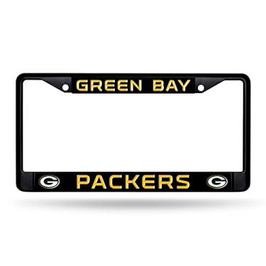 Imagem de Rico Industries NFL Football Green Bay Packers Moldura preta para placa de licença 30,48 cm x 15,24 cm Moldura cromada preta 30,48 cm x 15,24 cm Carro/Caminhão Auto Acessório