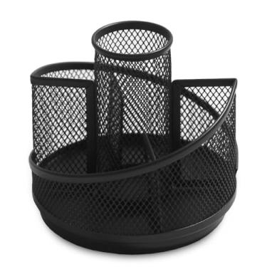 Imagem de Porta Caneta Metal Aramado GiratóRio de EscritóRio Organizador de Mesa Porta 5 DivisóRias