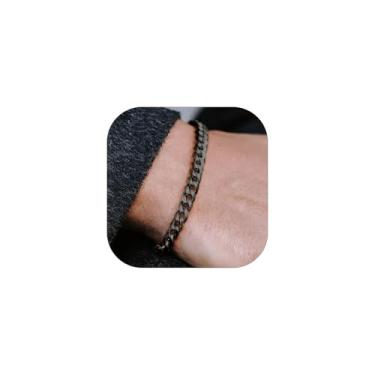 Imagem de ChainsHouse Pulseira de elos cubanos masculinos e femininos de aço inoxidável/preto/banhado a ouro 14K clássico 3 mm/6 mm/9 mm/12 mm de largura, comprimento de 16 a 21 cm, caixa de presente, 7.5 inch
