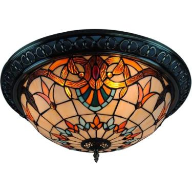 Imagem de 16 Ih Tiffany Style Ceiling Lights, Lâmpada De Teto De Corredor Com Sombra De Vidro Manchado, Luminárias De Teto Vintage Montagem Embutida Para Ilha De Cozinha Sala De Jantar Quarto Sal, D