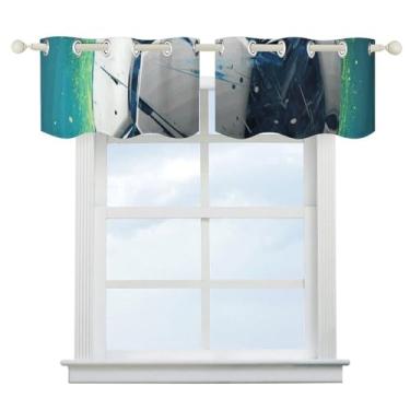 Imagem de Cortina blackout bola de futebol legal escurecimento de quarto cortinas de janela curta isolamento térmico cortinas de janela para banheiro para cozinha, sala de jantar, quarto, 2 painéis 132 x 46 cm