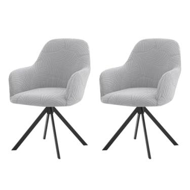 Imagem de Lzyjckh Capa elástica para cadeira de jantar com encosto curvo, Capa para cadeira de bar giratória com braços, para decoração de sala de estar, quarto e casa,Light gray 2pcs